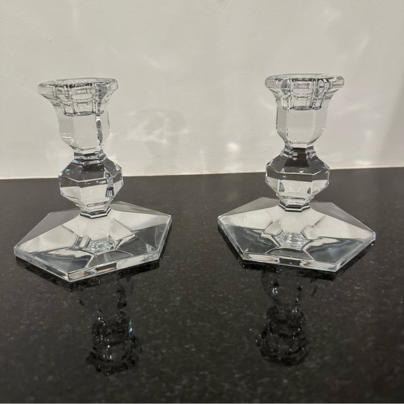 Val St. Lambert Crystal Candle Holders - Picture 1 of 7